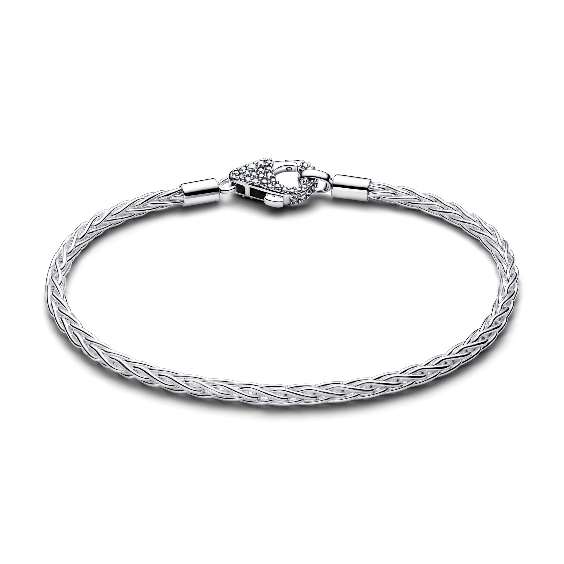 Pandora Pav¨¦ Clasp Foxtail Chain Charm Bracelet