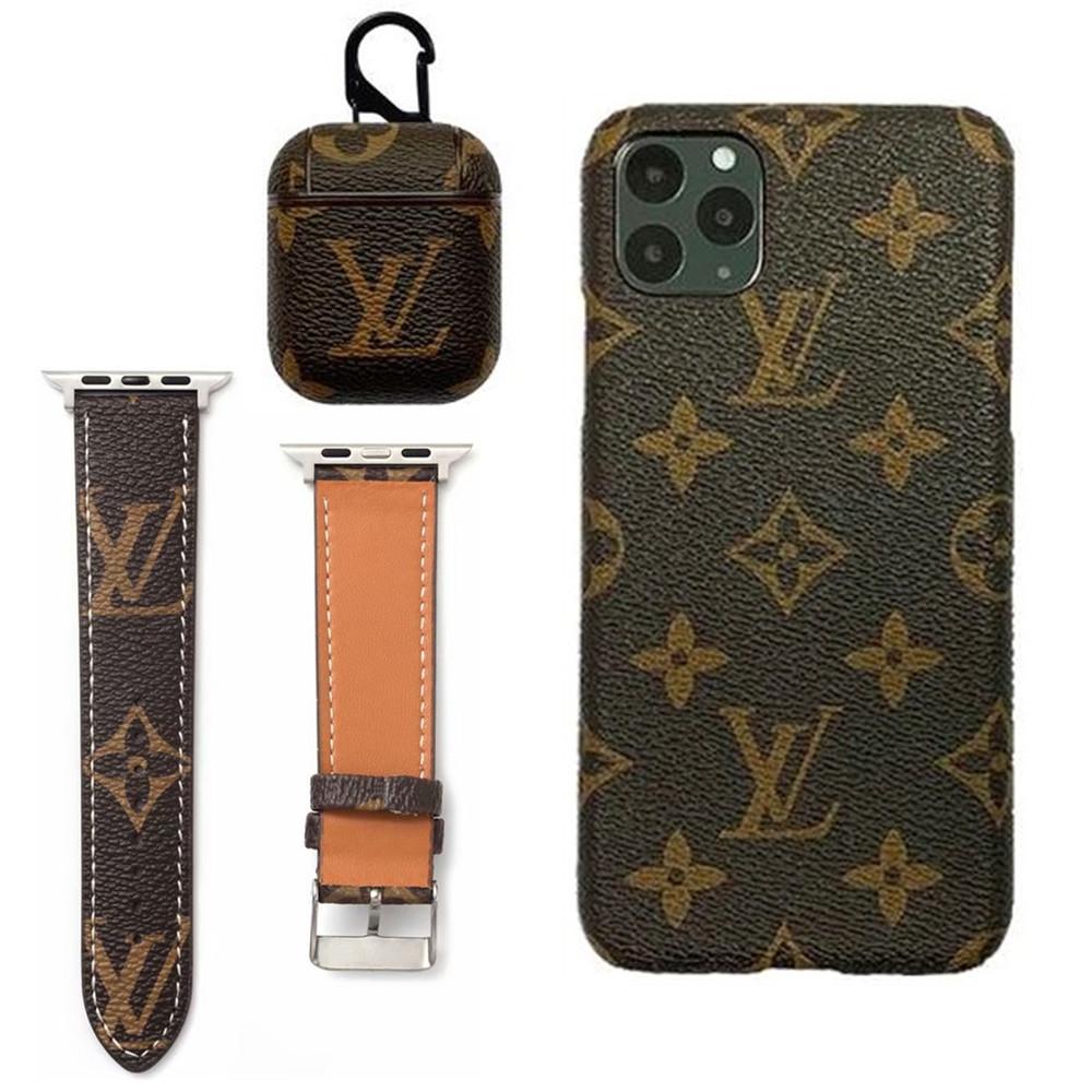 BROWN LV DAMIER EBENE INSPIRED IPHONE, AIRPOD 1/2 & WATCH BAN