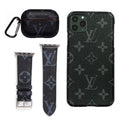 BLACK LV MONOGRAM INSPIRED IPHONE, AIRPOD PRO CASE & WATCH BAND