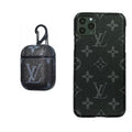 BLACK LV MONOGRAM INSPIRED IPHONE & AIRPOD 1/2 CASE