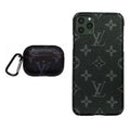 BLACK LV MONOGRAM INSPIRED IPHONE & AIRPOD PRO CASE