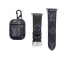 BLACK LV CLASSIC MONOGRAM INSPIRED AIRPODS 1/2 & WATCH BAND