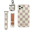 WHITE LV DAMIER EBENE INSPIRED IPHONE, AIRPOD & WATCH BAND