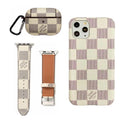 WHITE LV DAMIER EBENE INSPIRED IPHONE, AIRPOD PRO & WATCH BAND