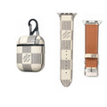 WHITE LV DAMIER EBENE INSPIRED WATCH BAND & AIRPOD CASE
