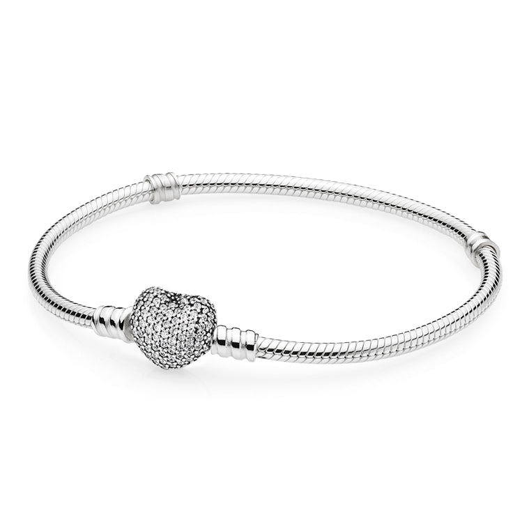 Pandora Moments Sparkling Pav¨¦ Heart Clasp Bracelet