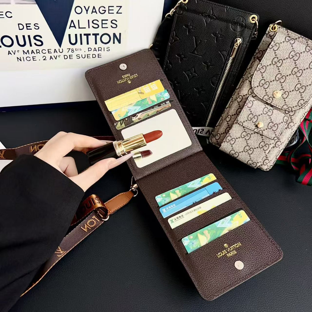 Universal Cosmetic-Style Wallet Phone Case (Fits Phones Under 6.9 Inches) with Bluetooth Earbud Pouch