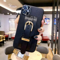 Button Leather Wristband Phone Case