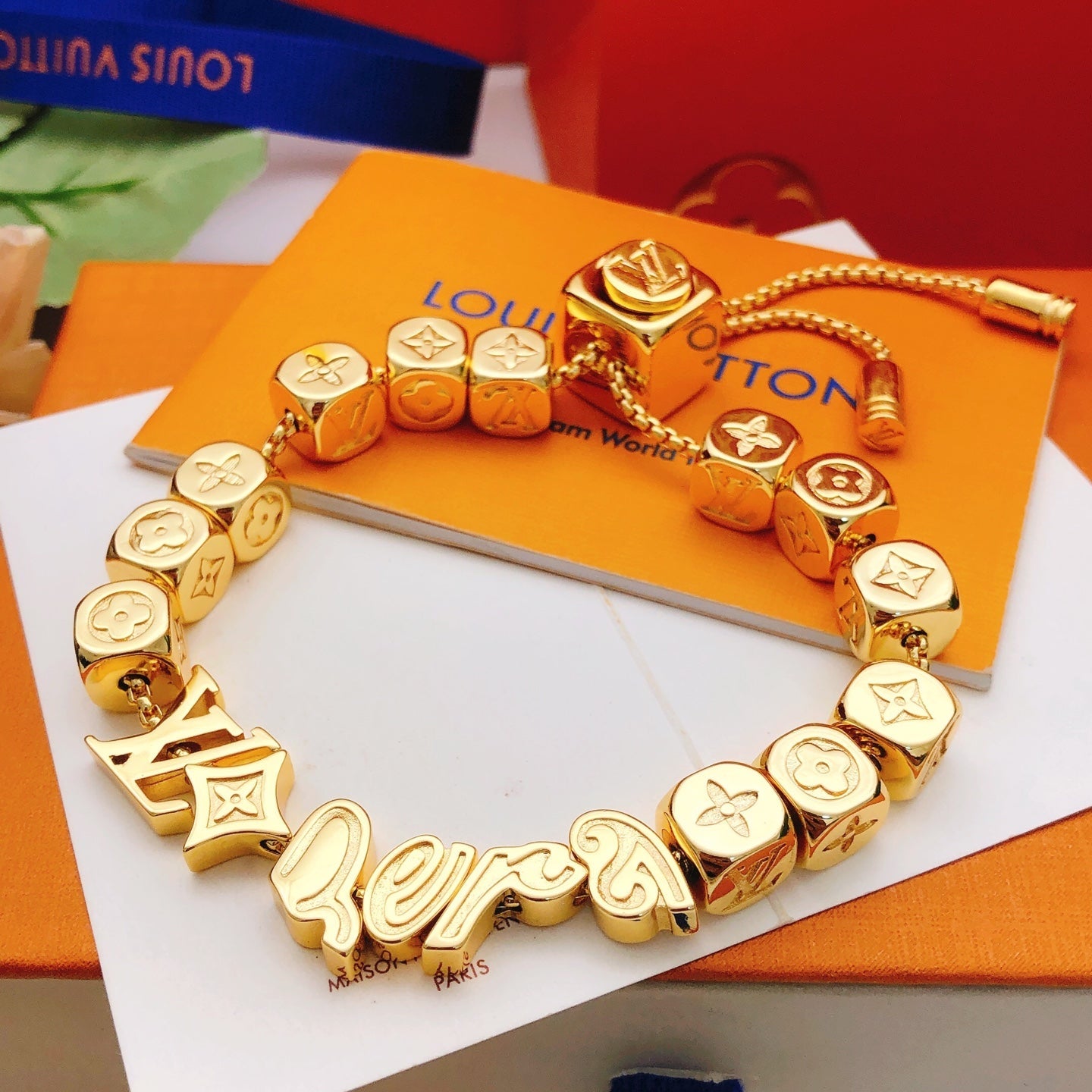 High-Quality Rose Gold Polished Square-Link Bracelet