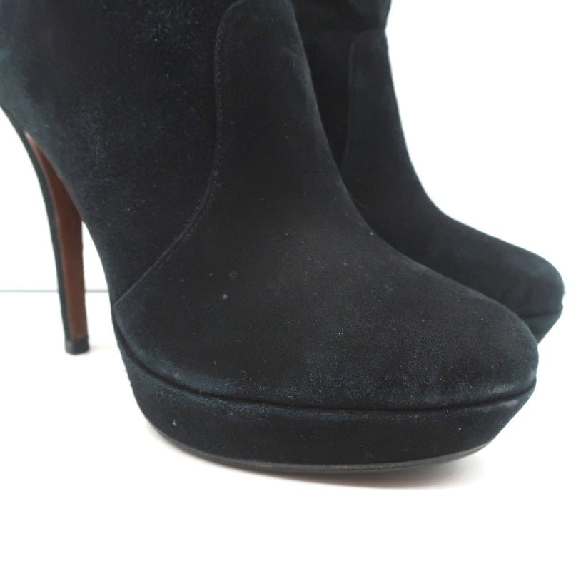 Alexandre Birman Platform Ankle Boots Black Suede Size 7 High Heel Booties