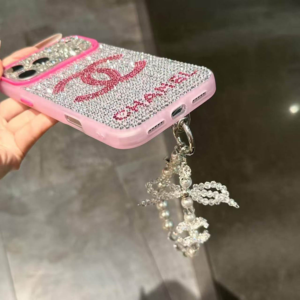 A luxurious, sparkling, and dazzling diamond iPhone phone case.