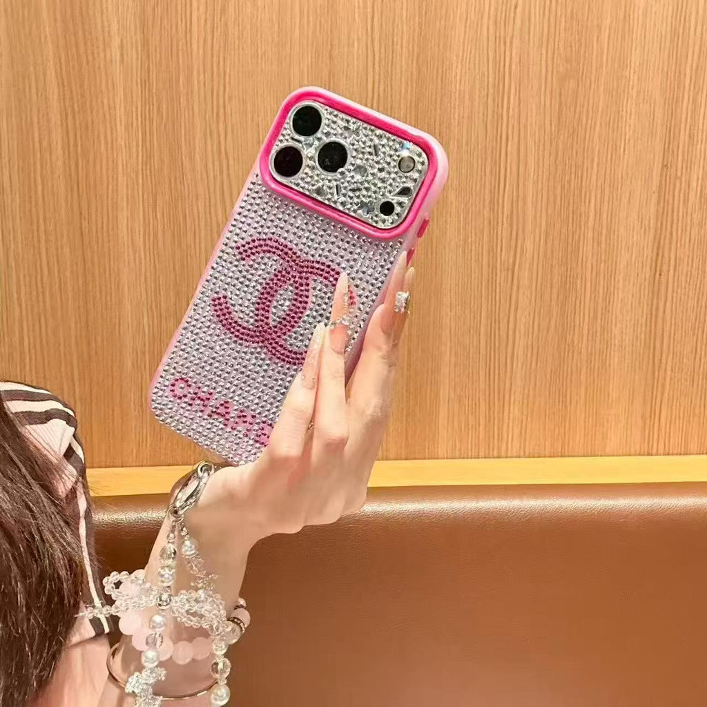A luxurious, sparkling, and dazzling diamond iPhone phone case.