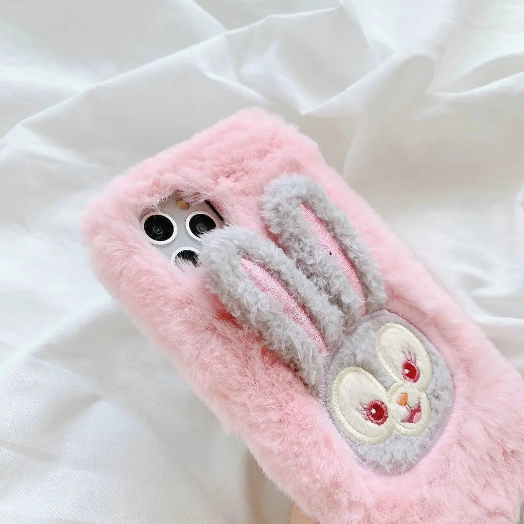Plush rabbit phone case