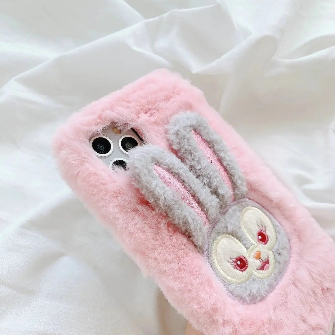 Plush rabbit phone case
