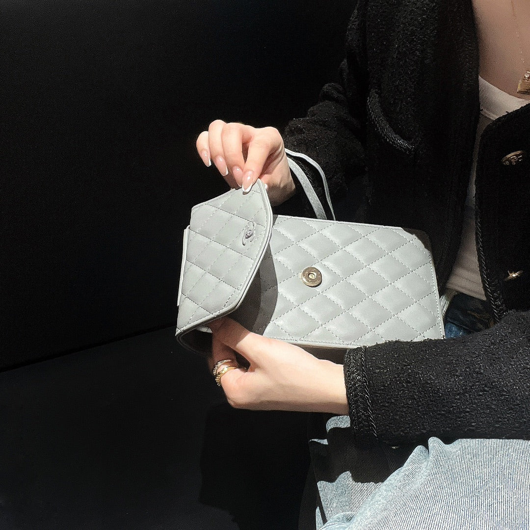 New diamond pattern vertical large capacity mobile phone bag