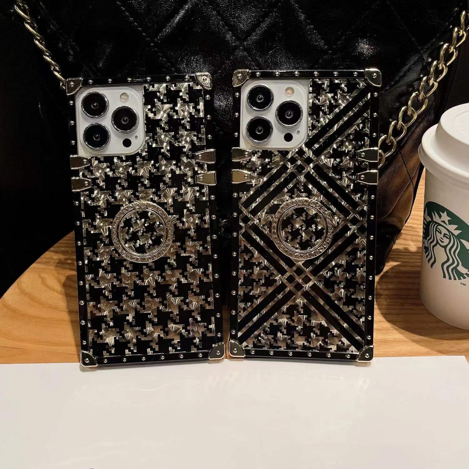 Fashion Square Geometric Leather Case