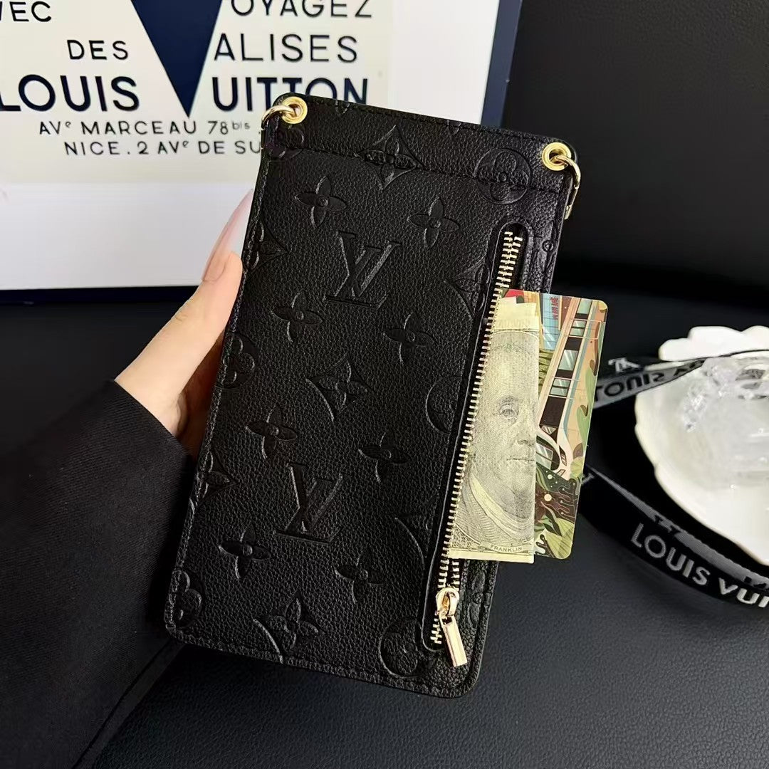 Universal Cosmetic-Style Wallet Phone Case (Fits Phones Under 6.9 Inches) with Bluetooth Earbud Pouch