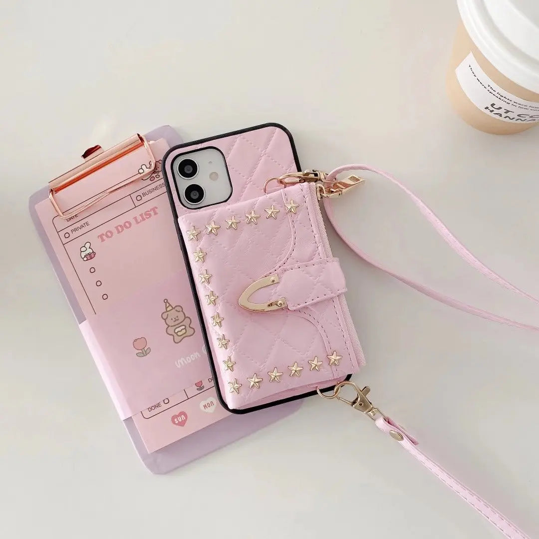 Fashion rivet coin purse phone case