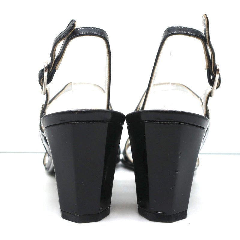 CC Crisscross Sandals Black Patent Leather Size 38.5 Ankle Strap Heels