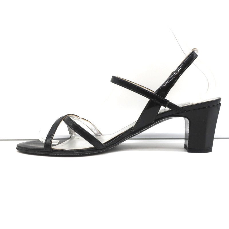 CC Crisscross Sandals Black Patent Leather Size 38.5 Ankle Strap Heels