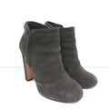 Chain-Trim Ankle Boots Dark Gray Glitter Suede Size 37 High Heel Booties