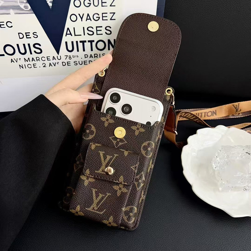 Universal Cosmetic-Style Wallet Phone Case (Fits Phones Under 6.9 Inches) with Bluetooth Earbud Pouch
