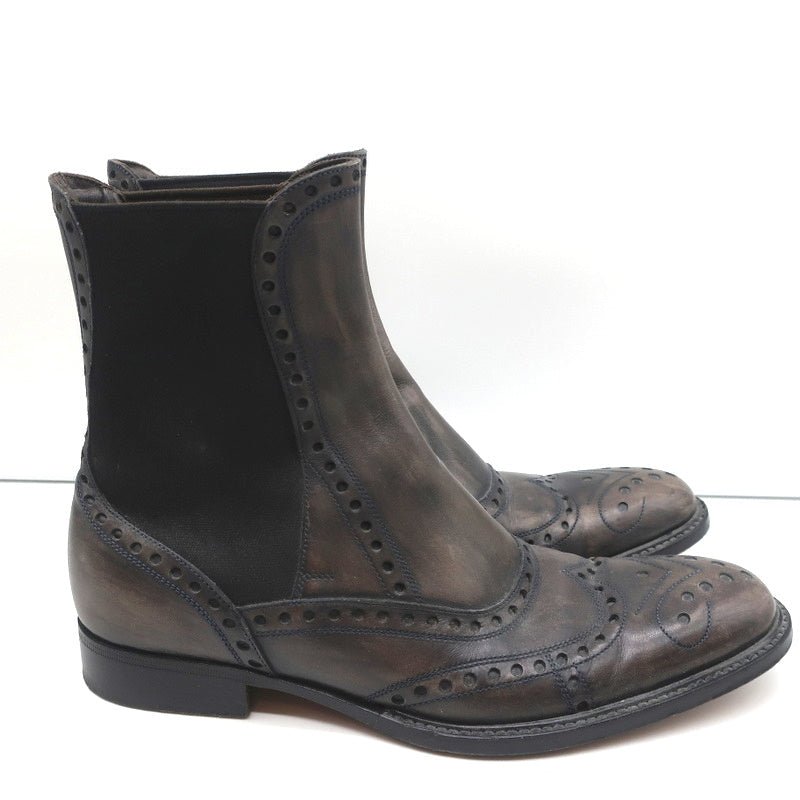 Dolce & Gabbana Wingtip Boots Brown/Gray Leather Size 37.5 Flat Chelsea Boots