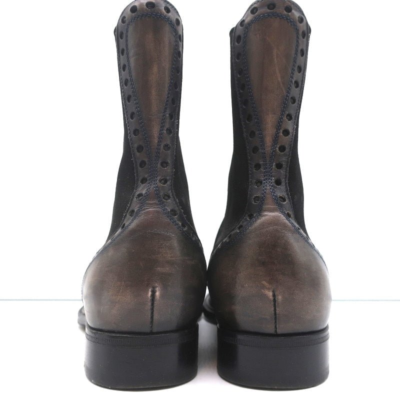 Dolce & Gabbana Wingtip Boots Brown/Gray Leather Size 37.5 Flat Chelsea Boots