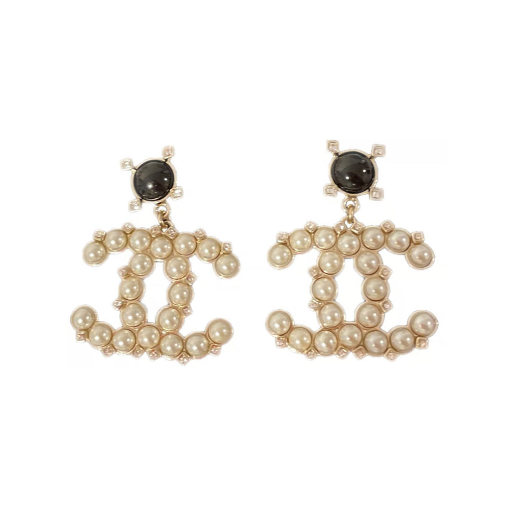 18K Pearl CC Pendant Earrings
