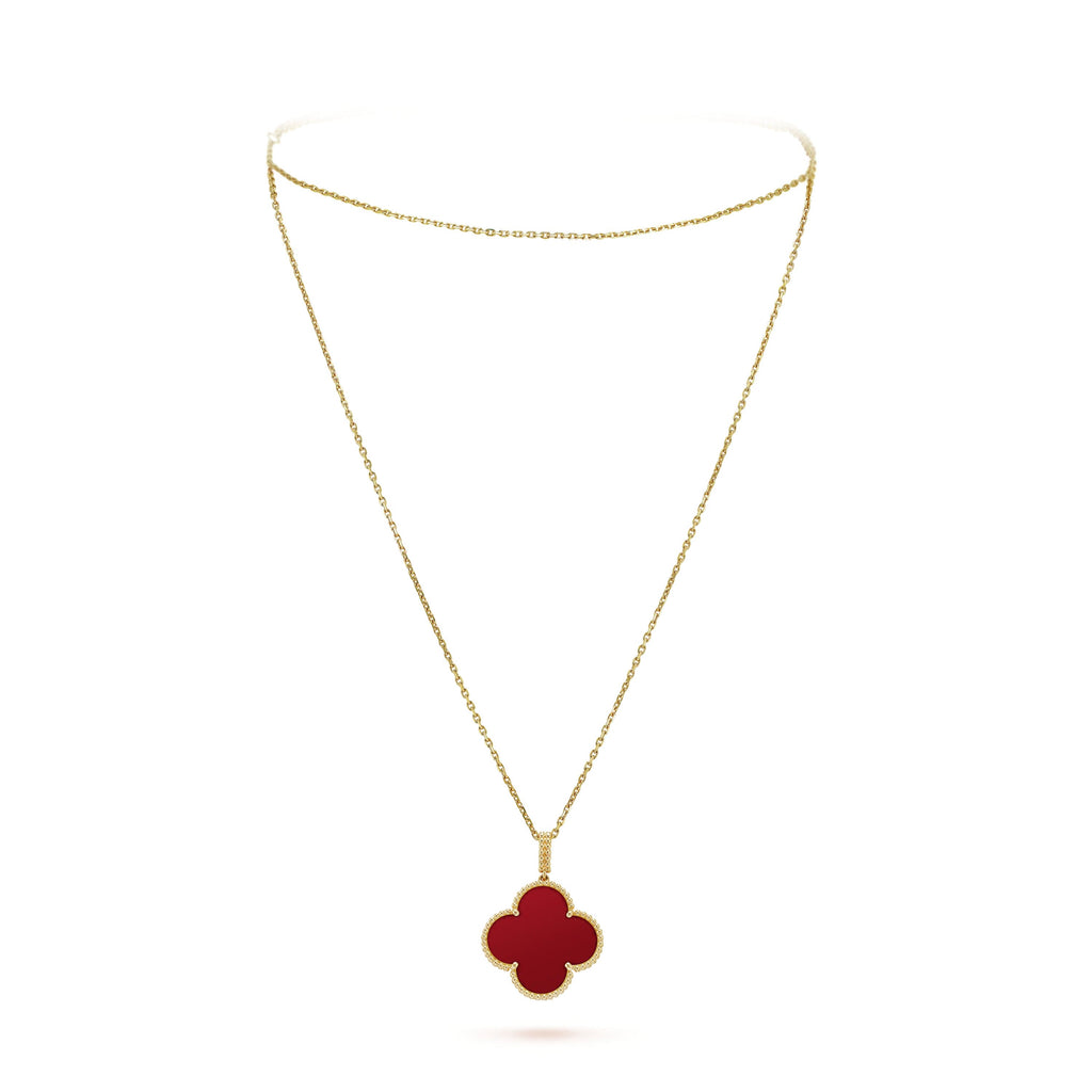 18K Magic Alhambra One Motifs Carnelian Clover Necklace