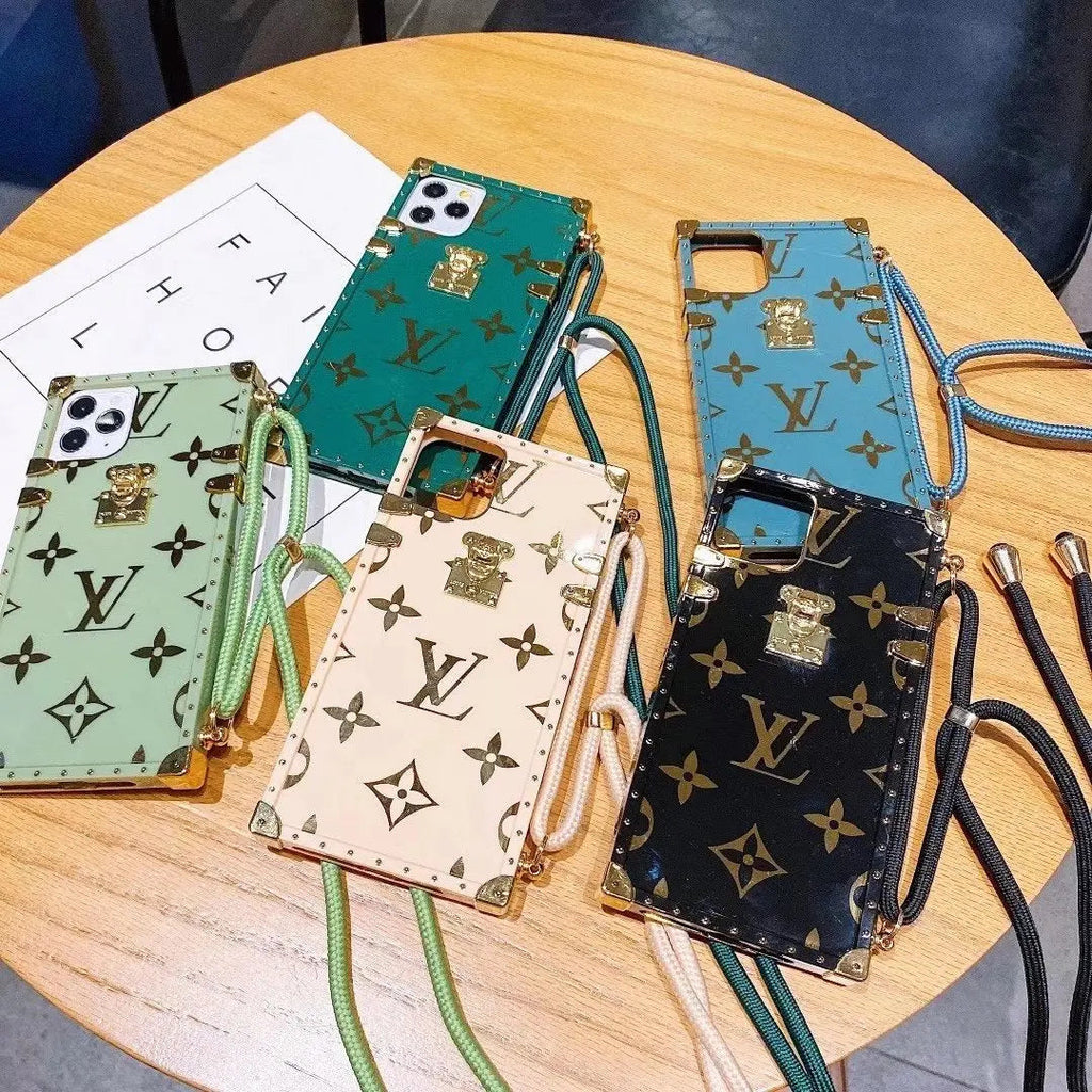 Electroplating square lanyard phone case