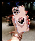 Rhinestone Love Makeup Mirror Phone Case For iphone