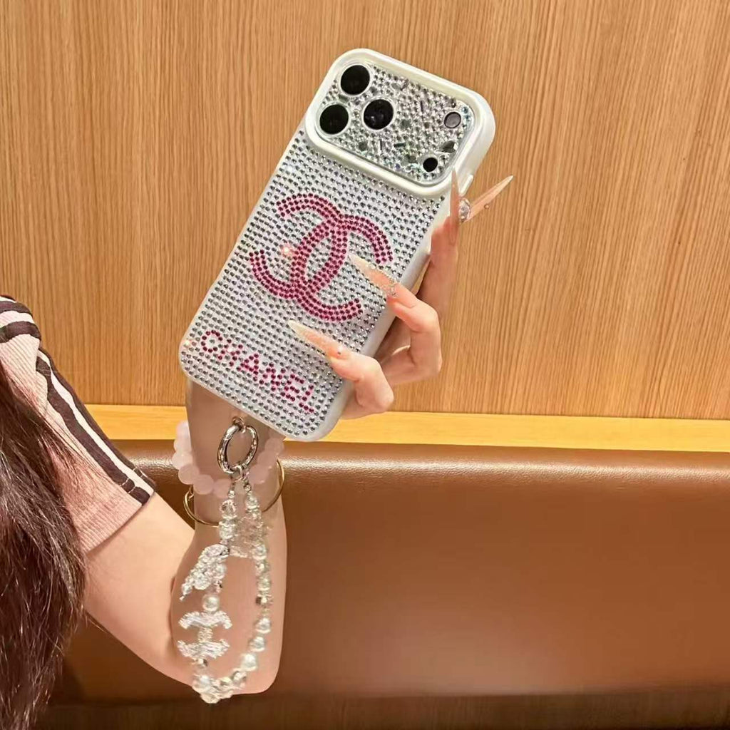 A luxurious, sparkling, and dazzling diamond iPhone phone case.