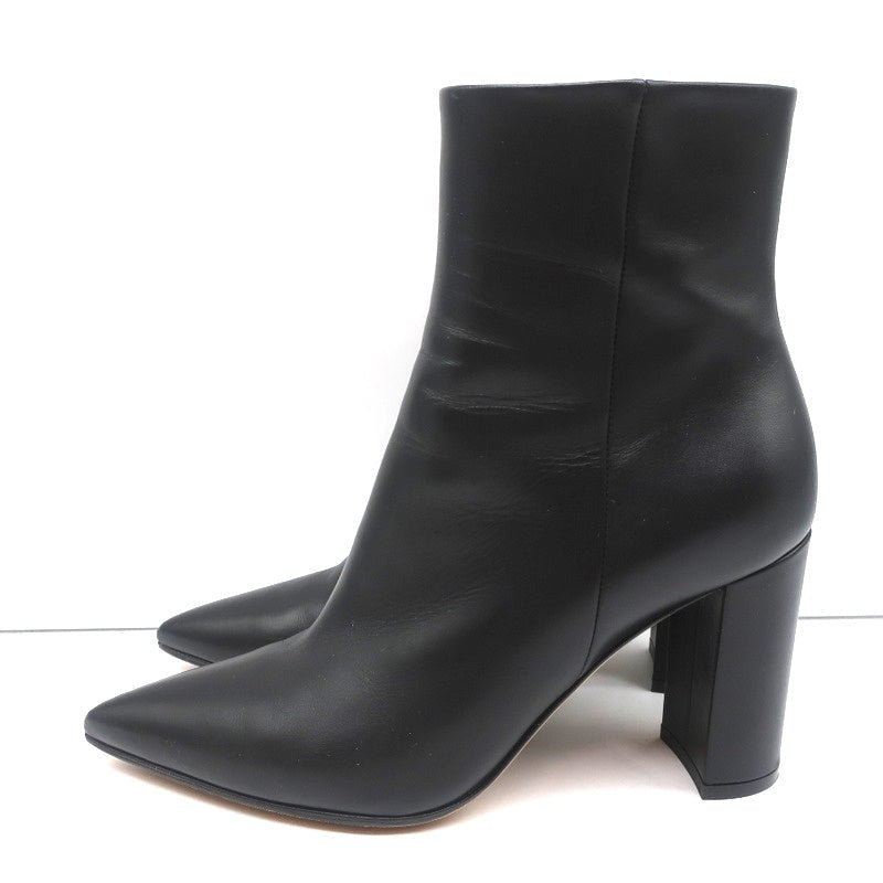 Gianvito Rossi Piper Ankle Boots Black Leather Size 38 Pointed Toe High Heel