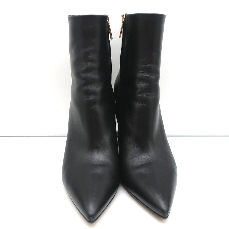 Gianvito Rossi Piper Ankle Boots Black Leather Size 38 Pointed Toe High Heel