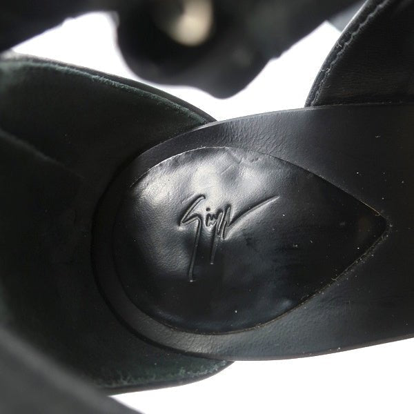 Giuseppe Zanotti Crystal-Embellished Crisscross Sandals Black Leather Size 38