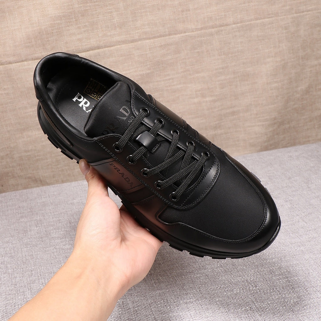 P R A D A - Mens Gloss Black Sneaker