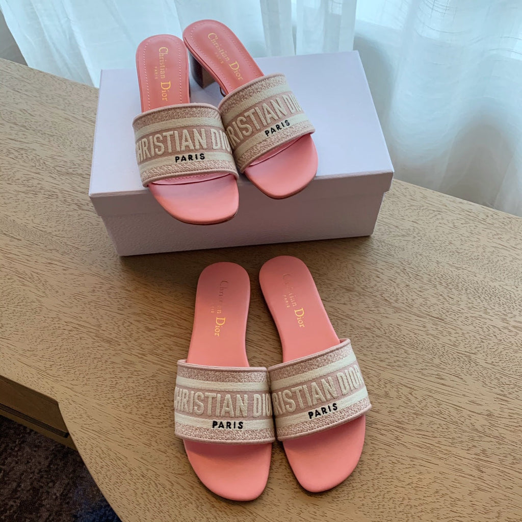 Pink D I O R slides (2 Heel Options)