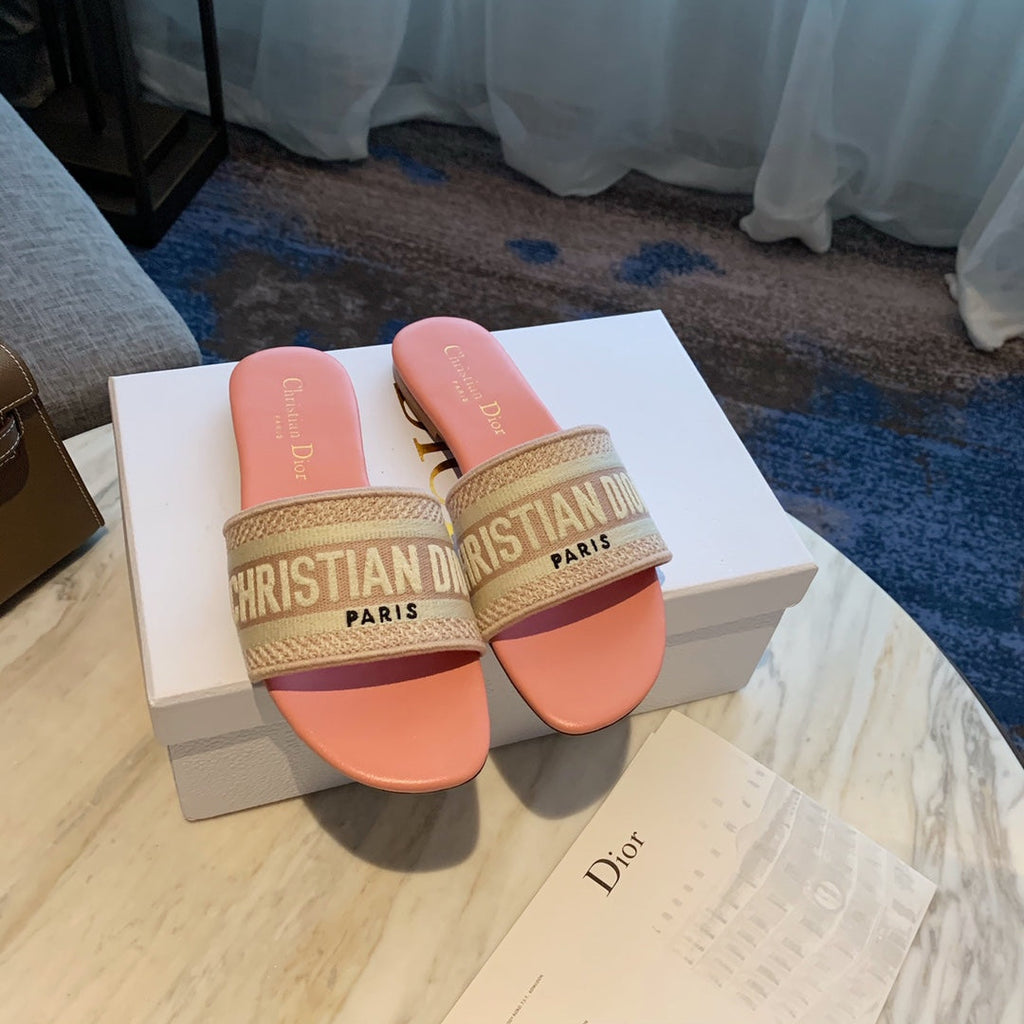 Pink D I O R slides (2 Heel Options)