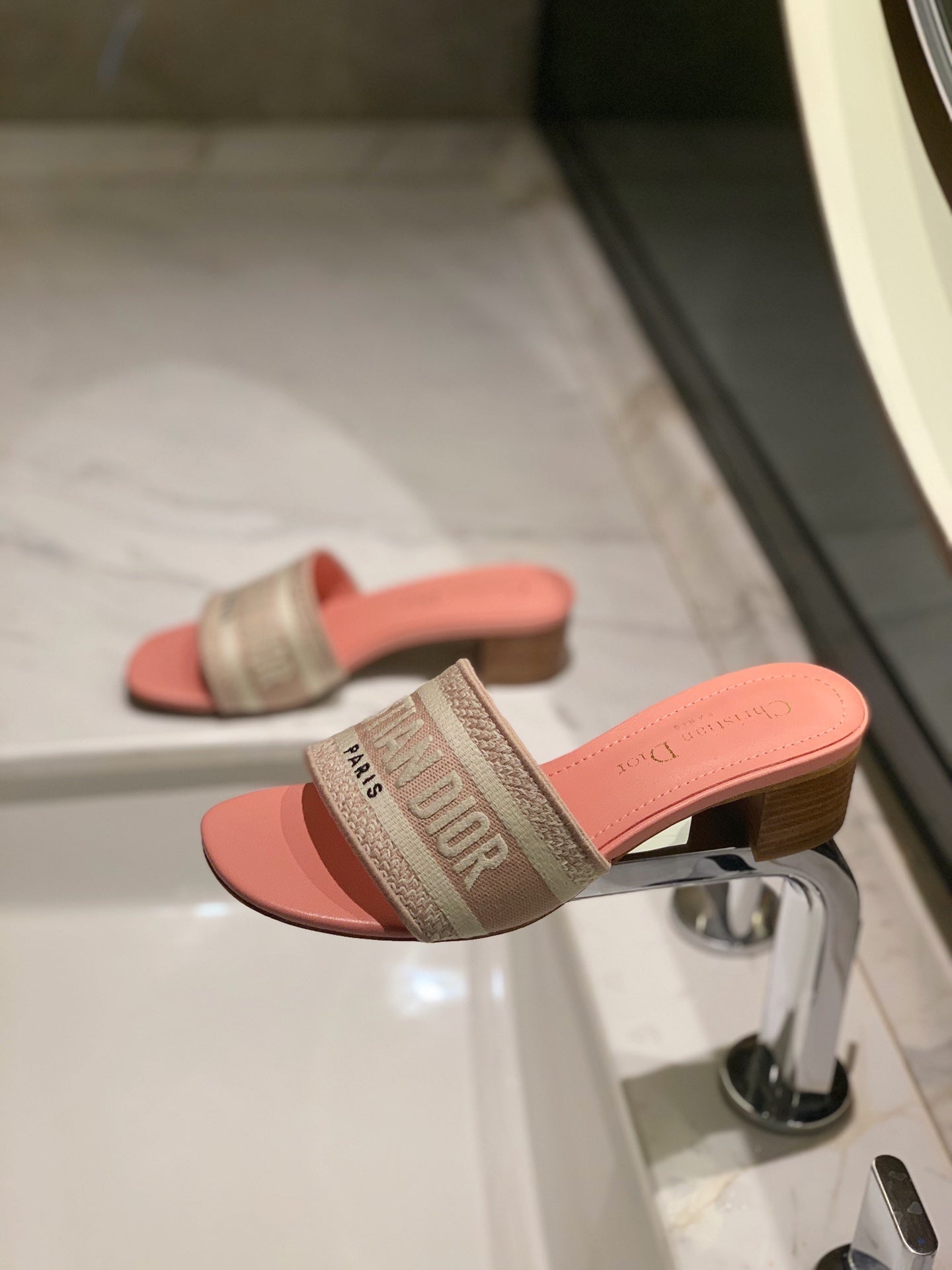 Pink D I O R slides (2 Heel Options)