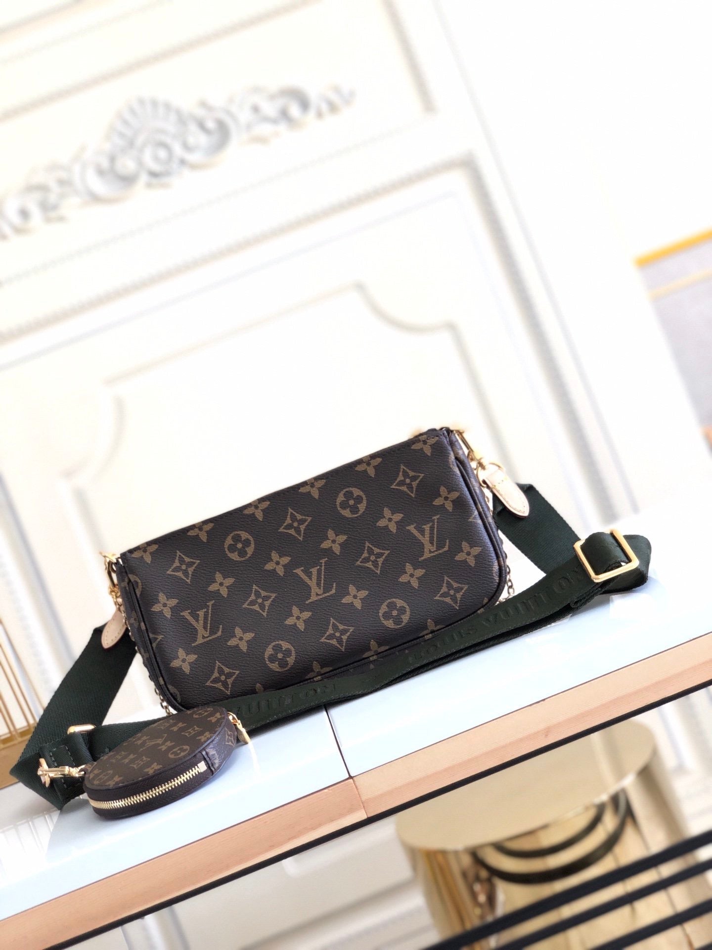L v accessories pouch green