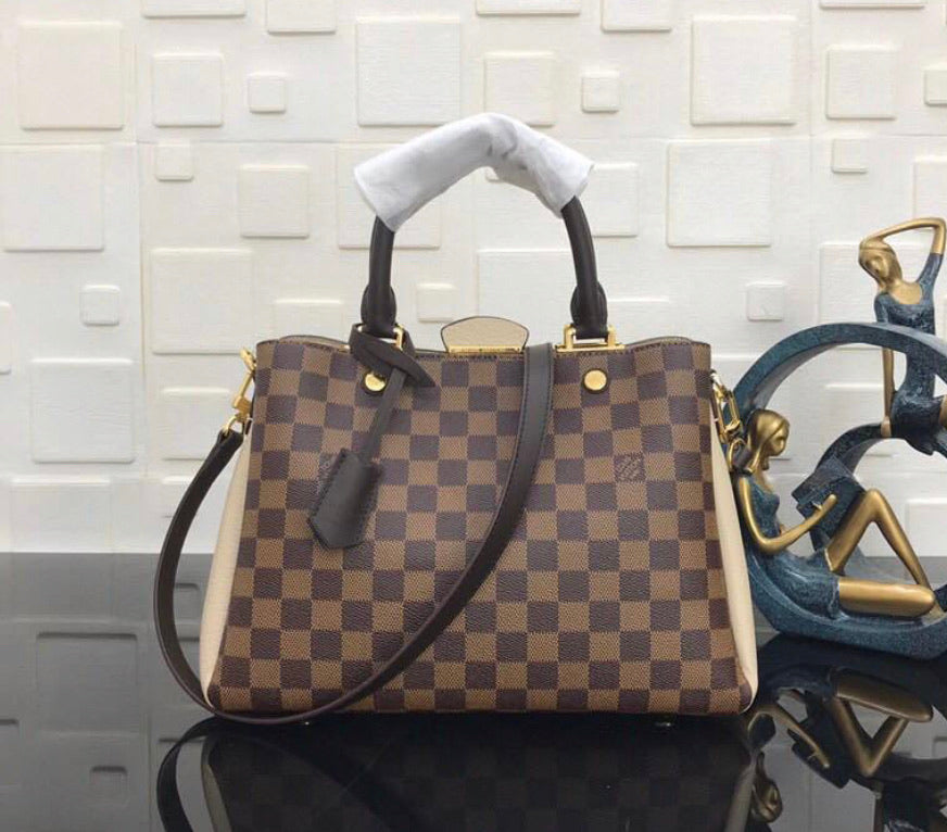 Simple checked printed handbag