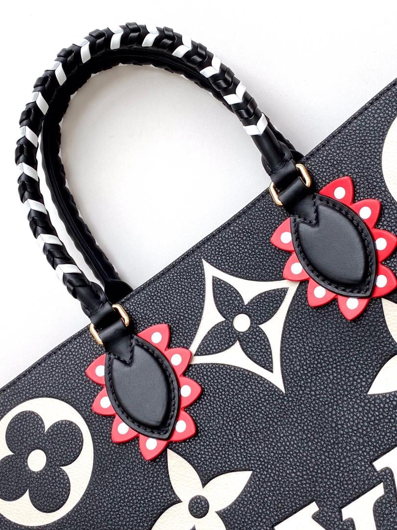 retro flowet black handbag