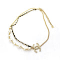 18K CC Pearls & Leather Necklace