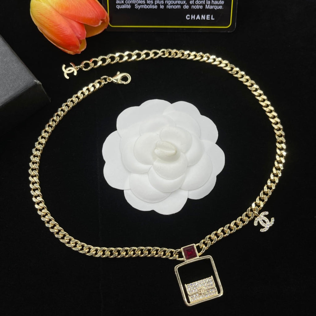 18K CC Bag Pendant Chain Necklace
