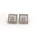 18K CC Square Diamond Earrings