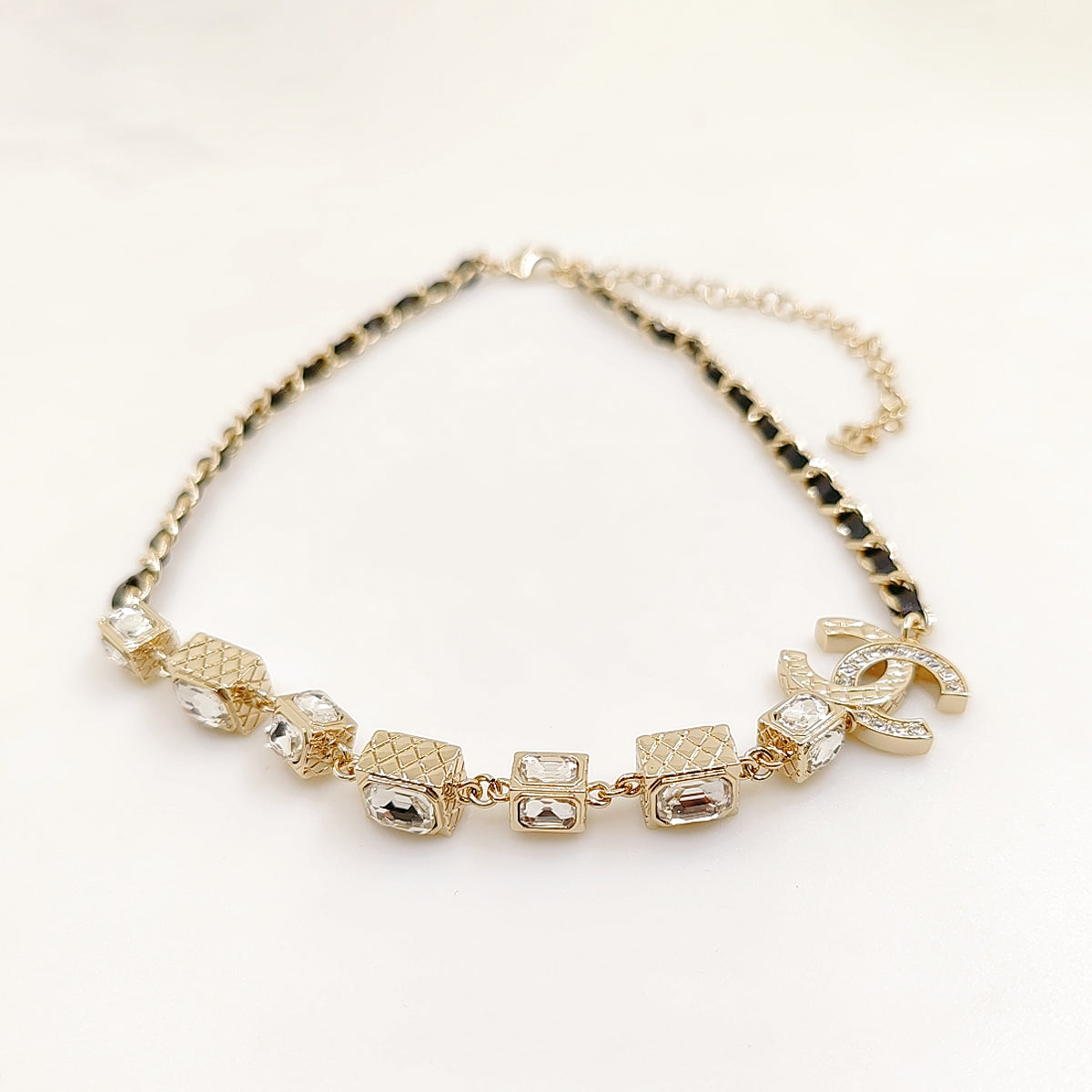 18K CC Square Crystal Choker Necklace