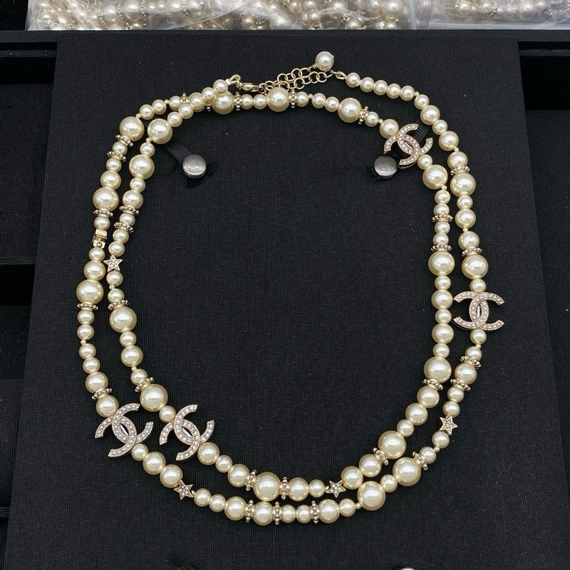 18K CC Long Pearl Chain Necklace