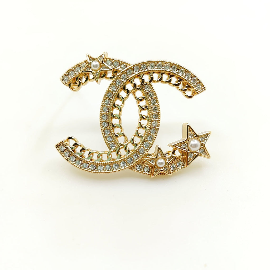 18K CC Star Crtystal Brooch
