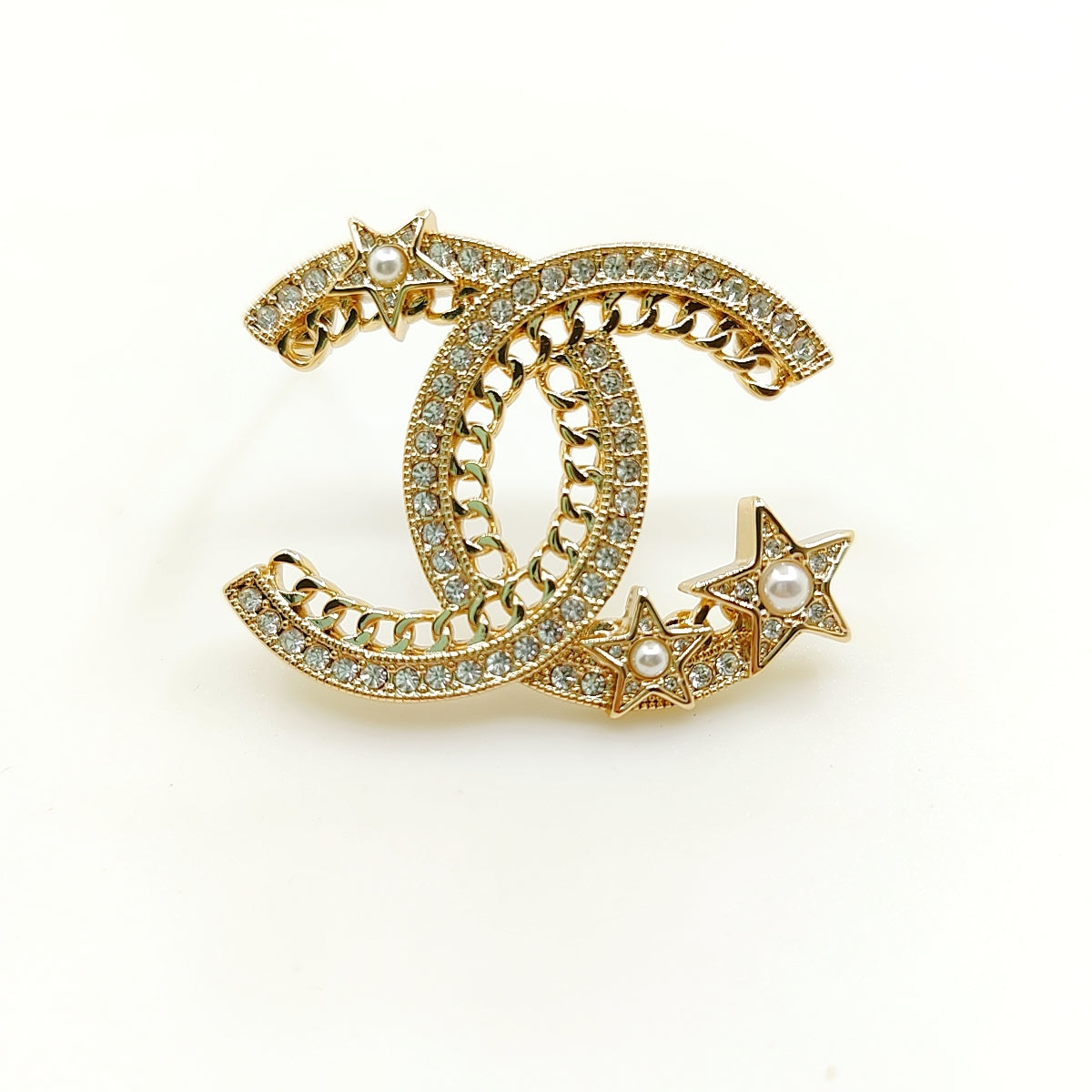 18K CC Star Crtystal Brooch
